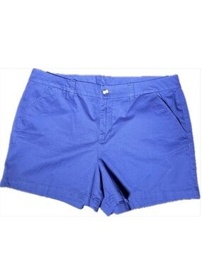 Maison Jules Navy Blue Flat-Front Cotton Blend Chino Shorts Size 14